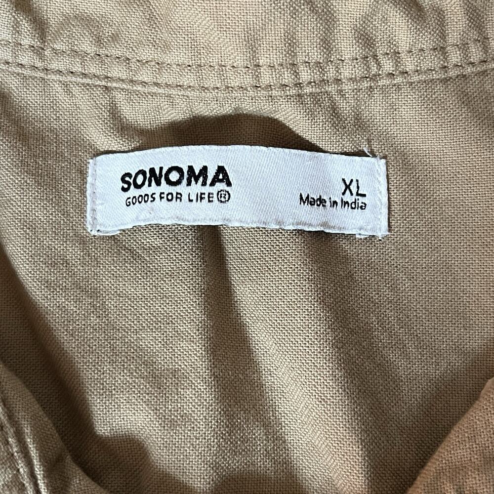 Sonoma Men's Button Down Shirt Beige Khaki Cotton Size XL - Picture 6 of 10
